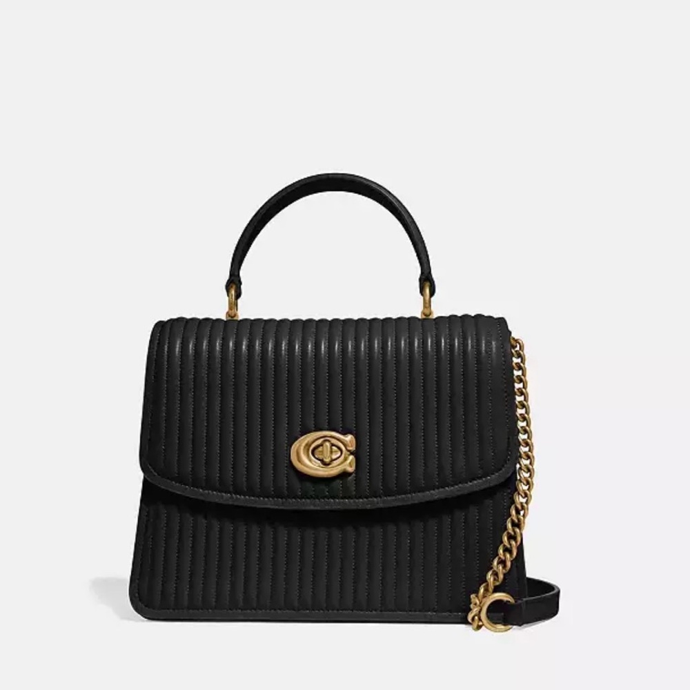 Coach Black Quilted Parker Leather Handbag w receipt